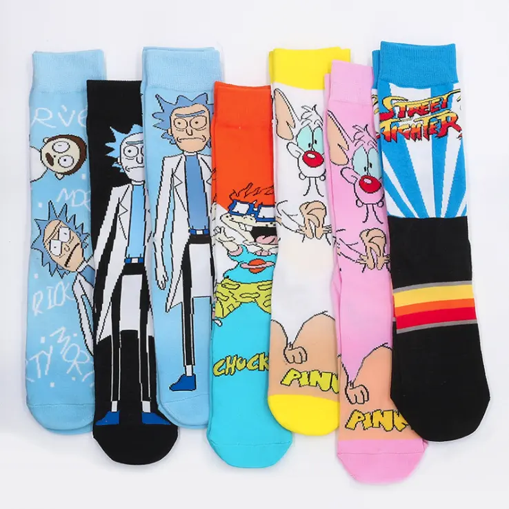 Wholesale Men Cotton Crew Funny Design Cartoon Fun Crazy Casual Socks