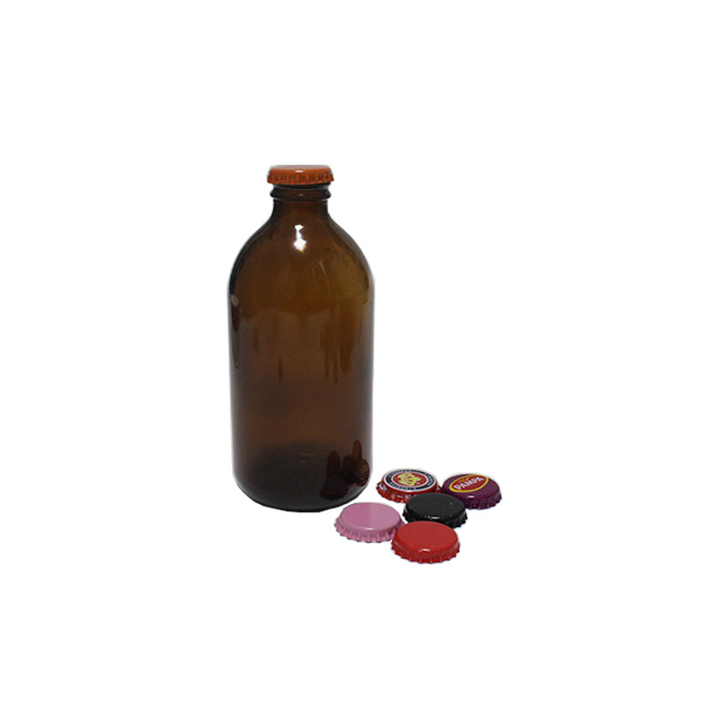 Wholesale empty amber glass beer bottles 330ml with black crown cap
