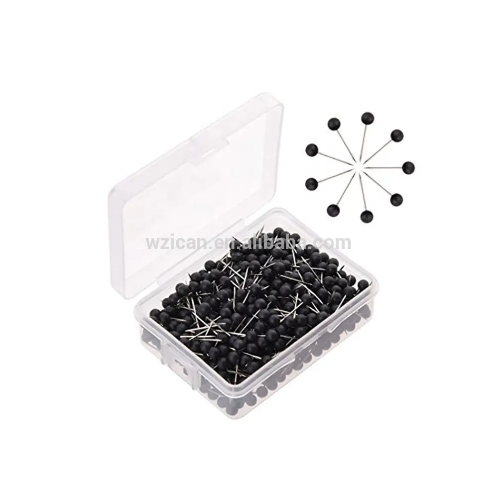 china suppliers Map Tacks Pins Push Pin 1/8 Inch black and red Round Plastic Head with Steel Needle Point