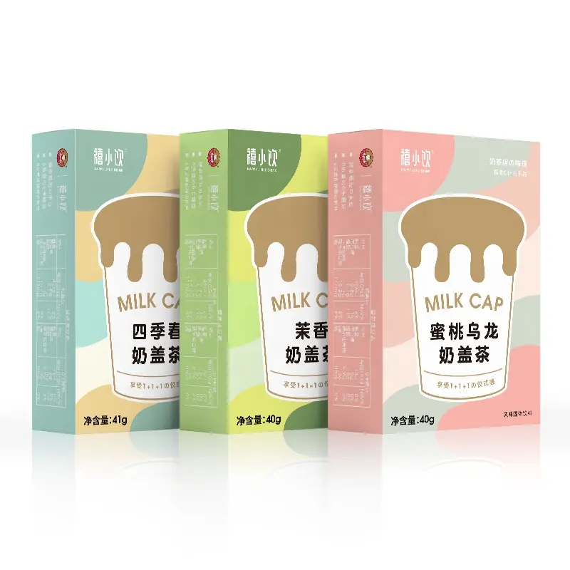 1+1+1 DIY Instant bubble tea kit milk tea sachet with milk foam top 3 famous tea leaf flavors