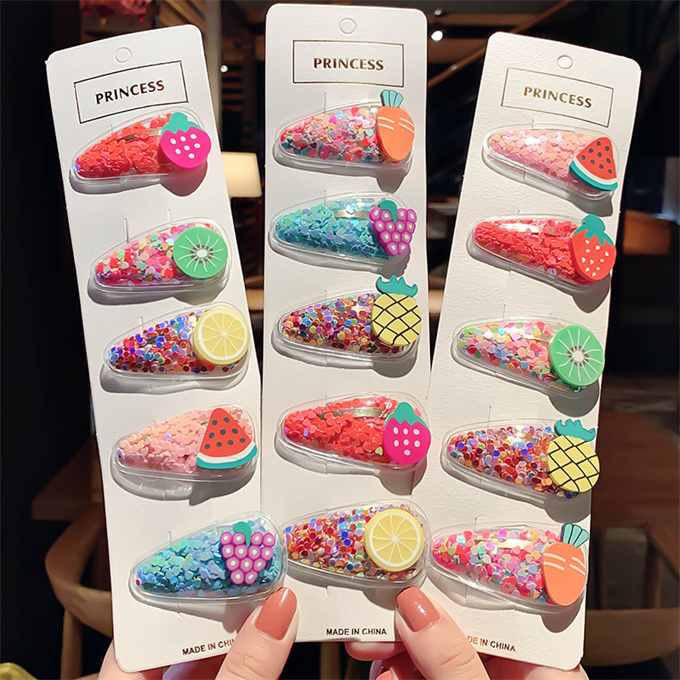 THB-8D894 New Arrival 5pcs Fruit Children Hairpin Colorful BB Clip Baby Hair Accessories Hair Clips for Girls