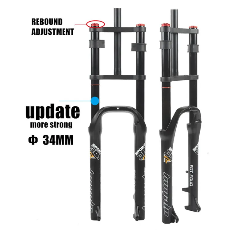 HIMALO Fat Bike Forks Double Shoulder Front Fork Rebound Adjustment 26" 4.0" Air Fork Magnesium Alloy Snow Bike 26 inch 135mm