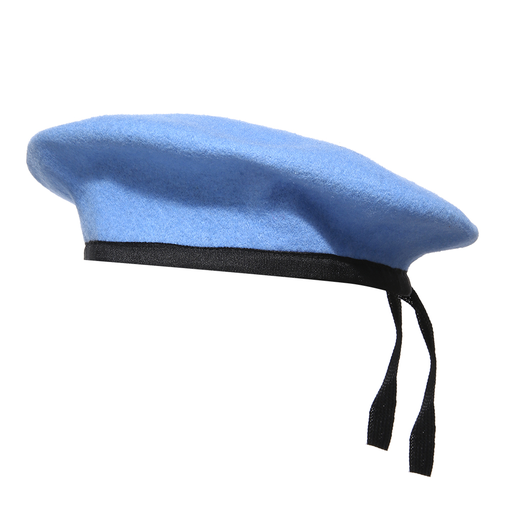 military beret color UN blue for United Nation material wool 100% 64S yarn count high quality army beret
