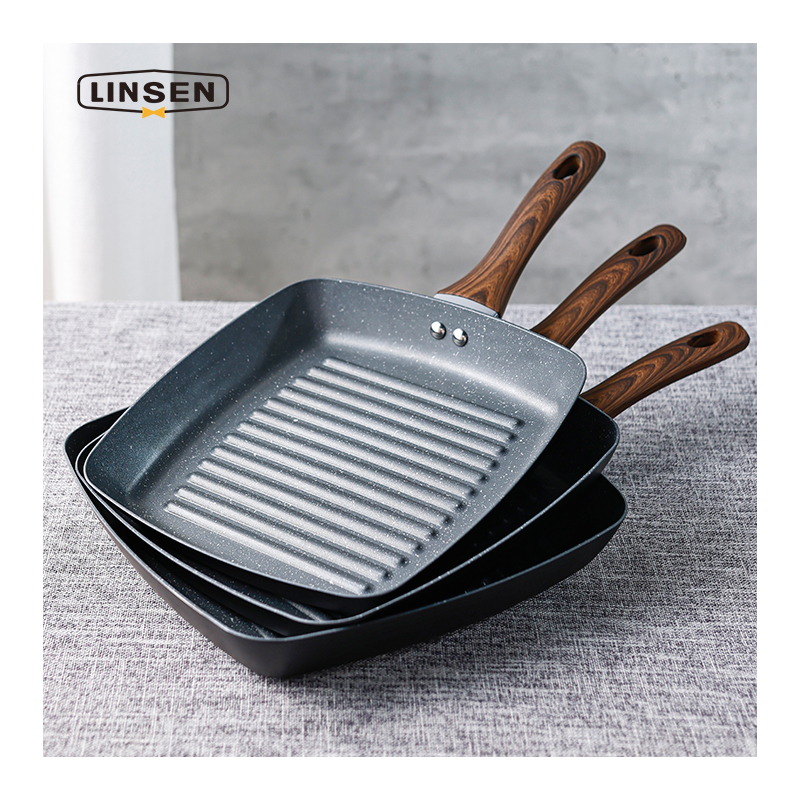26 28 30cm Big Alulminum Fry Pan Set Factory Wholesale Customized Flat Non Stick Frying Pan Black