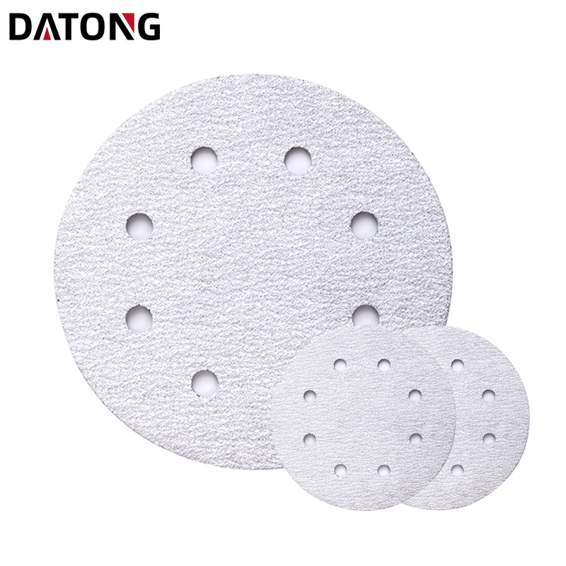 Datong factory High quality abrasives sand paper 5inch 8holes Grit 100 Round Ceramic white Sanding Disc For Metal and Wood