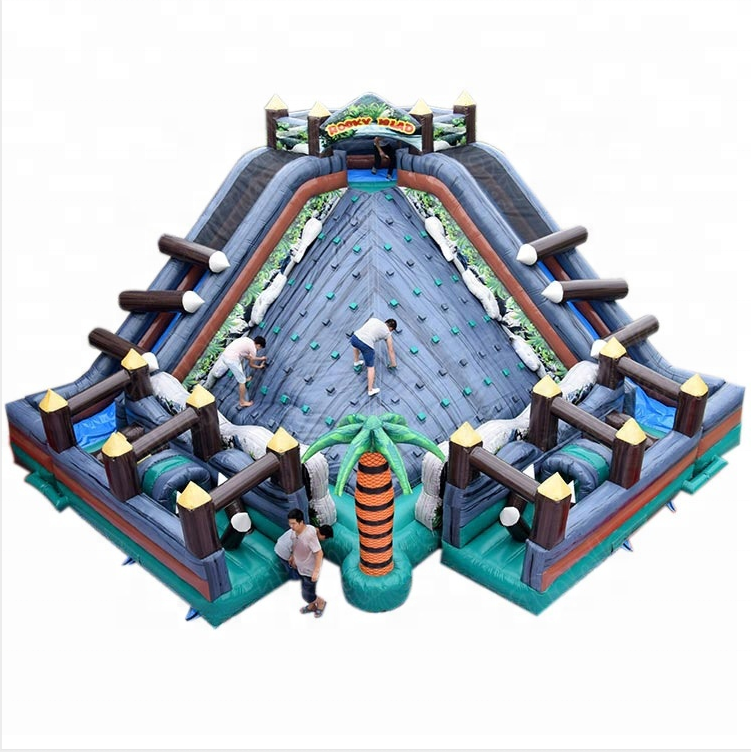 Combines 3 Mountain Rocky Island inflatable obstacle course, inflatable climbing with slide challenge game for kids