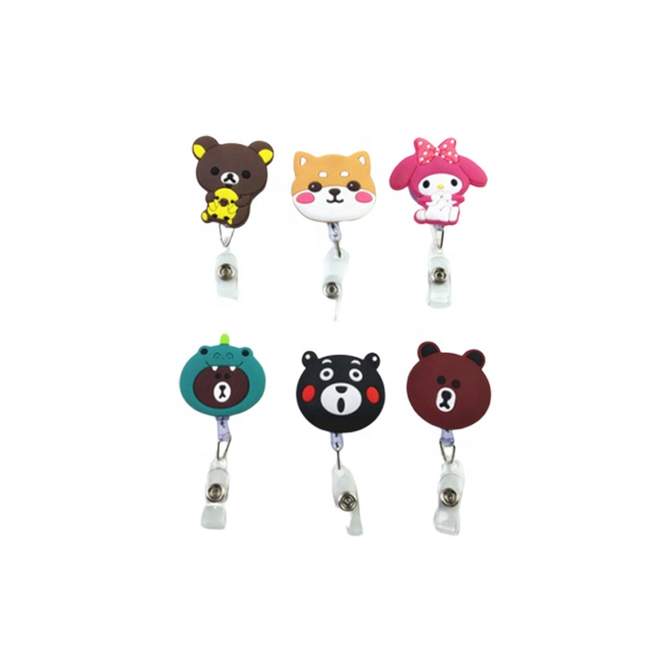 Factory price custom colorful animal shaped pvc badge reel for sale