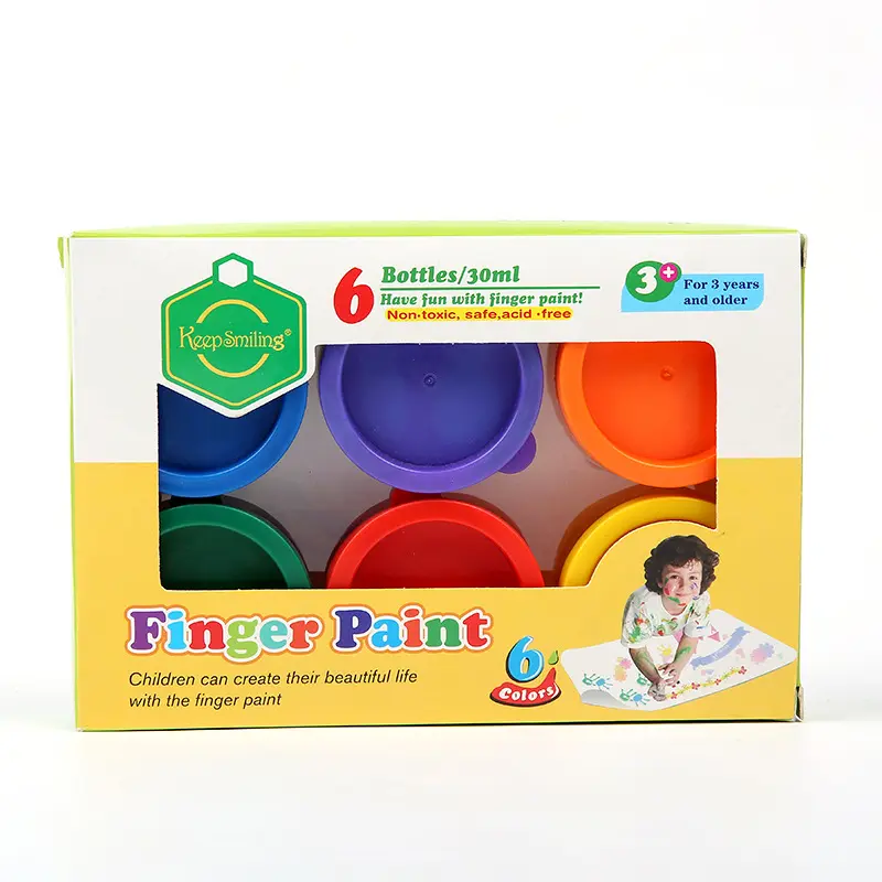 Safety Funny Finger Painting Kit For Kids 6x30ml Washable Finger Paint