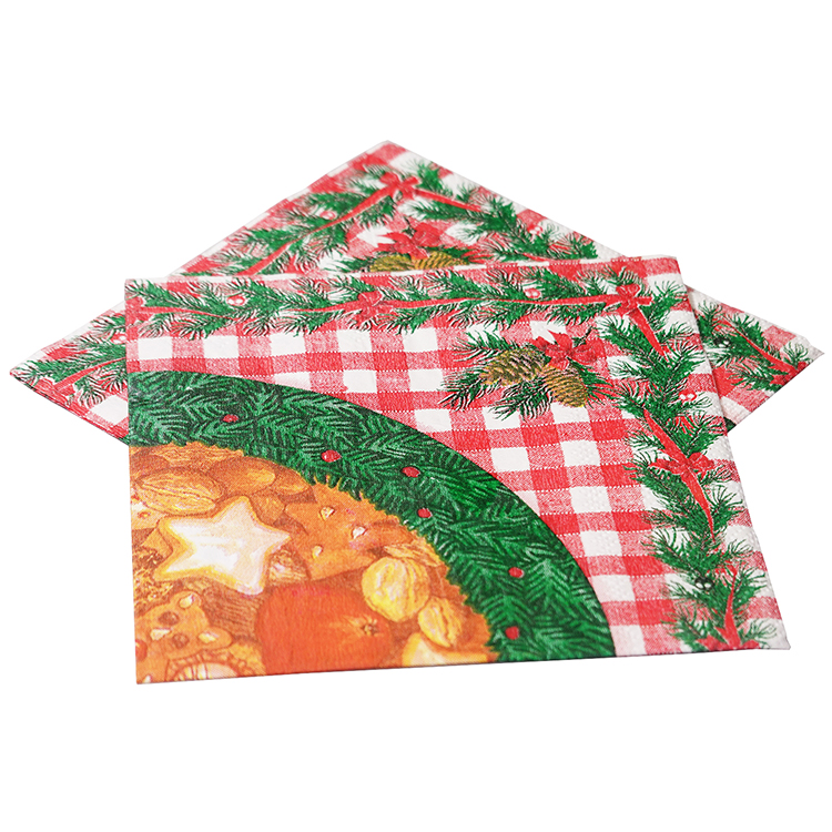 Promotional christmas virgin bamboo/wood pulp printed decorative paper napkins