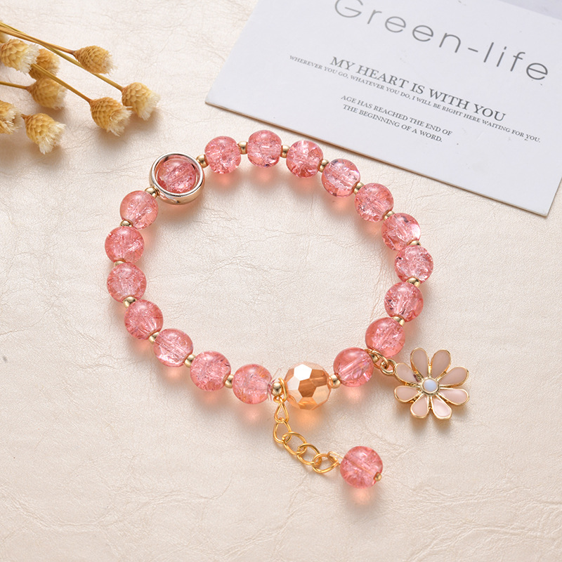 colorful sunflower crystal bead bracelet couple girl gift daisy custom new charm beads bracelets