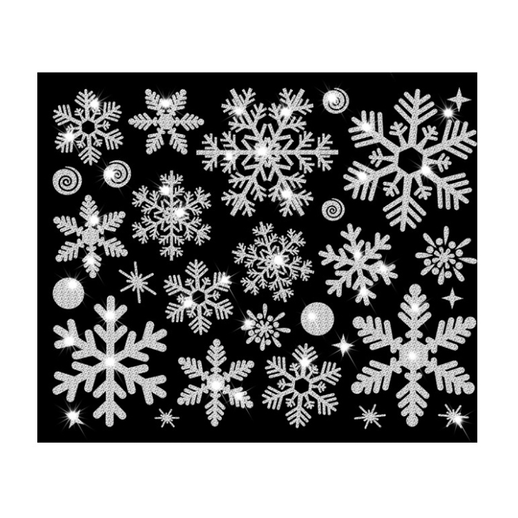 Electrostatic Paste Silver Shiny Snowflake Stickers for Christmas Decorations