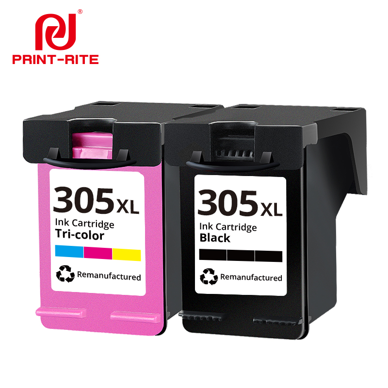 Print-Rite 305 305xl ink cartridge compatible HP remanufactant 305 ink cartridge color and black