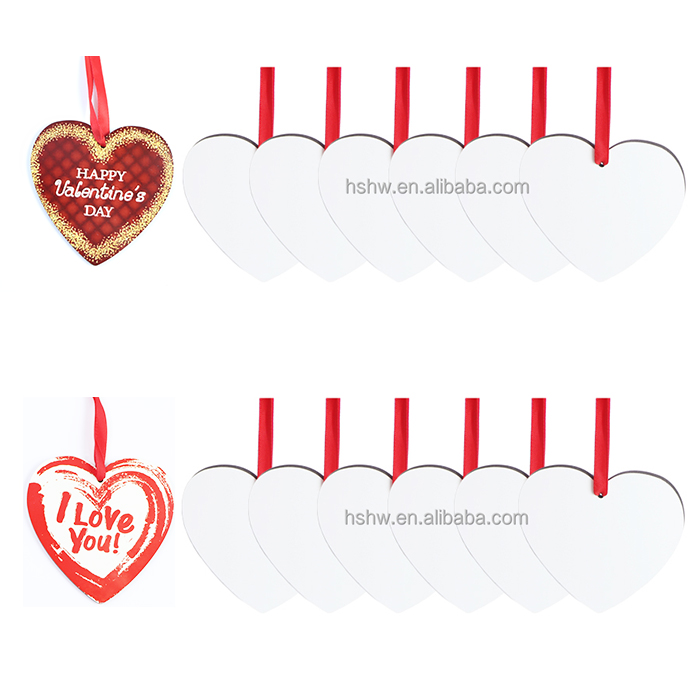 MDF TWO SIDED SUBLIMATION CHRISTMAS HEART SHAPE ORNAMENT