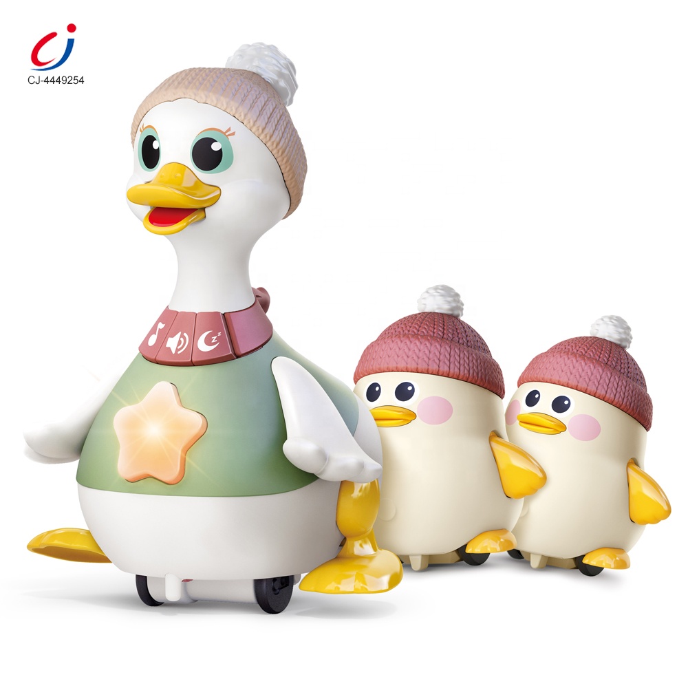 Chengji swing duck press toy plastic baby sleep soothing musical electric small duck sliding toy