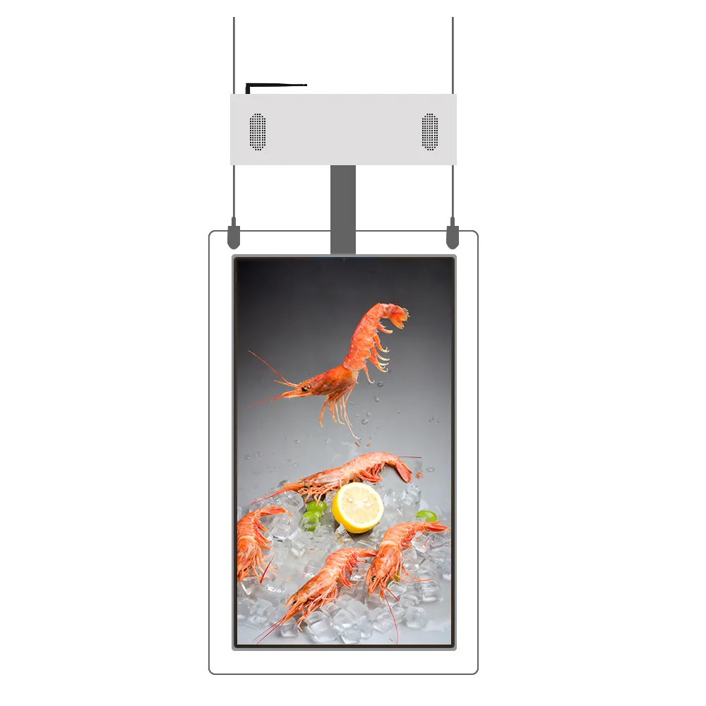 43 inch transparent windows lcd advertising screen double sided video player wall hanging digital signage