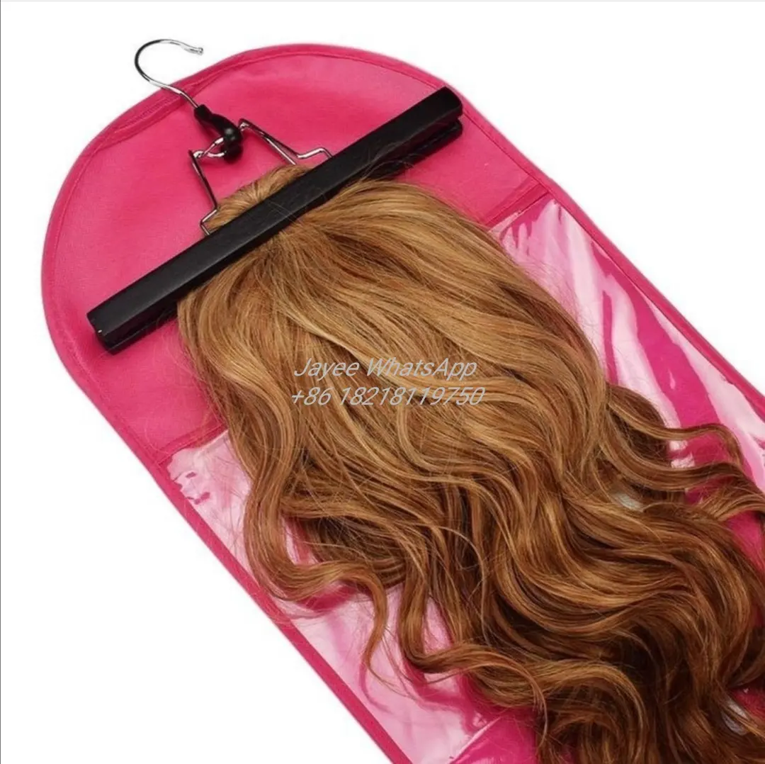 New style different Color Printing Accept hanging wig bag Custom logo hair wig bags with hanger