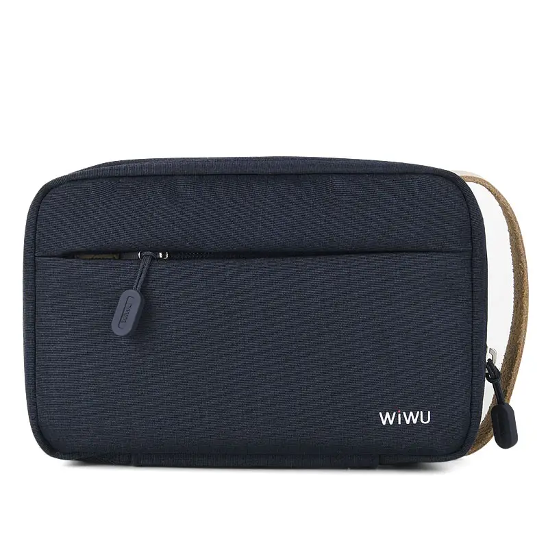 WIWU Leather Handle Splashproof Storage Bag Travel Electronic Accessories Organizer Bag Gadget Cable Organizer Storage Bags