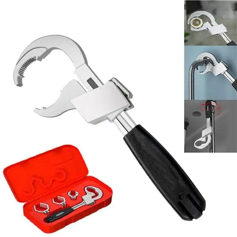 Универсальный Регулируемый двухсторонний ключ, многофункциональный гаечный ключ для ванной из алюминиевого сплава, ручной инструмент для ремонта ванной комнаты