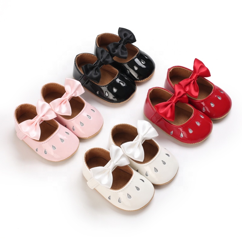 Rubber Sole Toddler Girl Infant Newborn Bow Baby Birthday Dress Shoes for Party