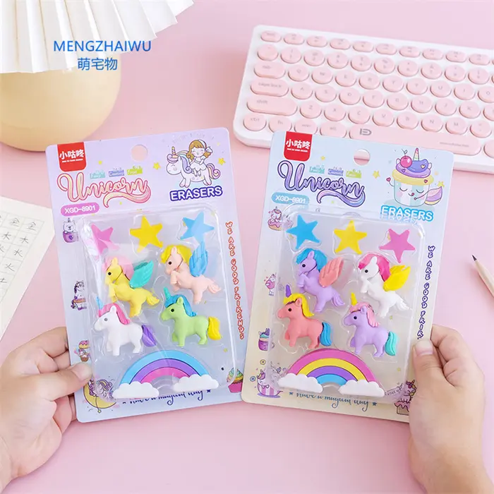 Canada hot sale gift set stationery wholesale kawaii eraser Rainbow five-pointed star pencil cute eraser set colors
