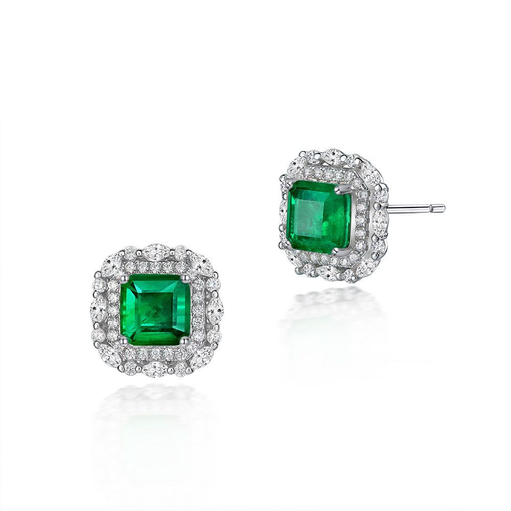 YANYI Luxury 925 Sterling Silver Emerald Zircon Earrings Micro-inset Diamond-studded Jewelry Gift