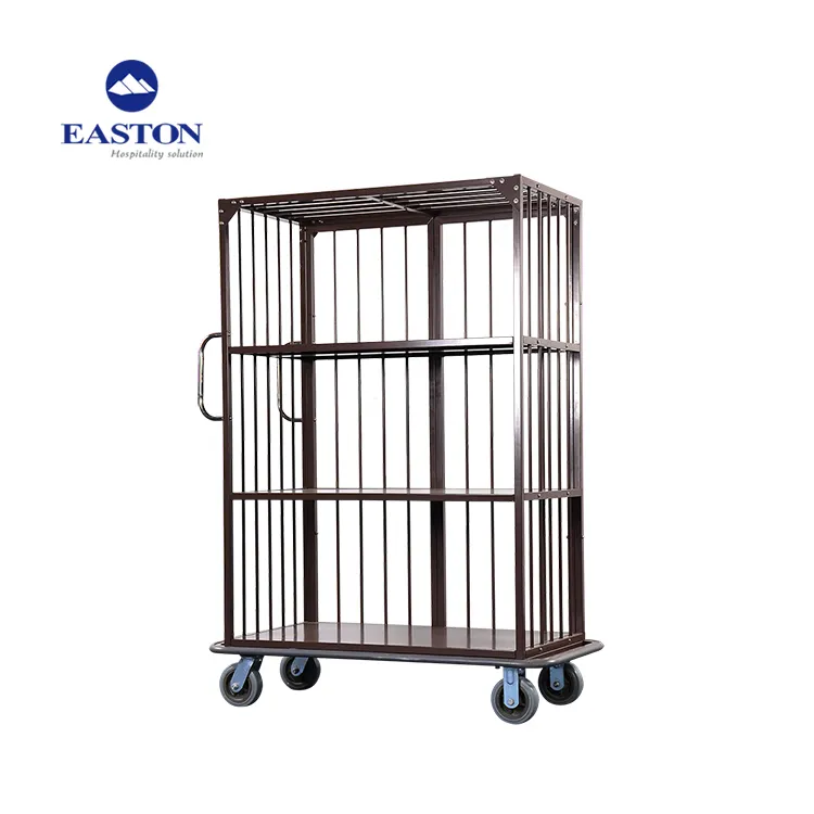 Special stainless steel lobby mesh hotel luggage cart trolley