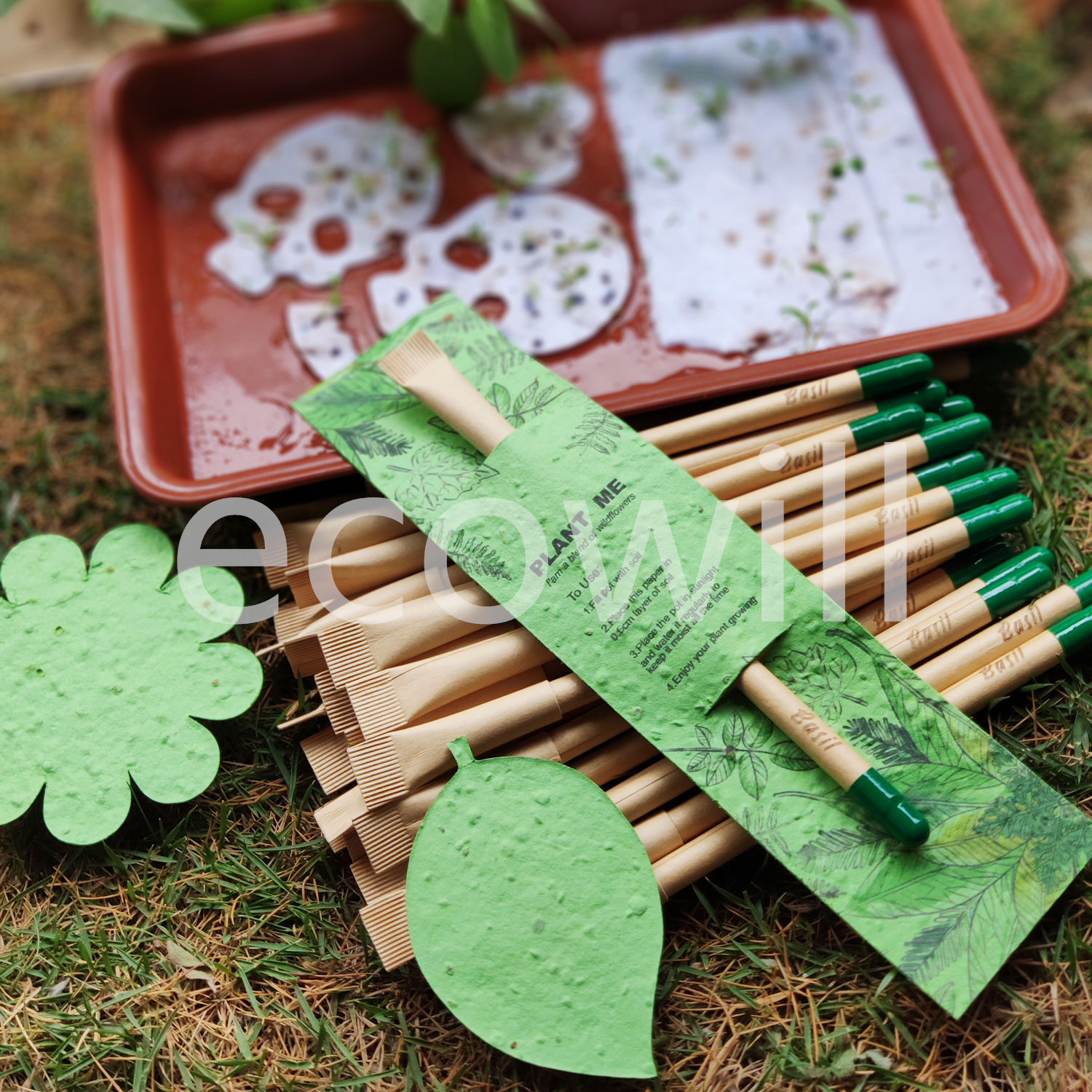 Plantable Ball Pen Back Card with Basil Seeds