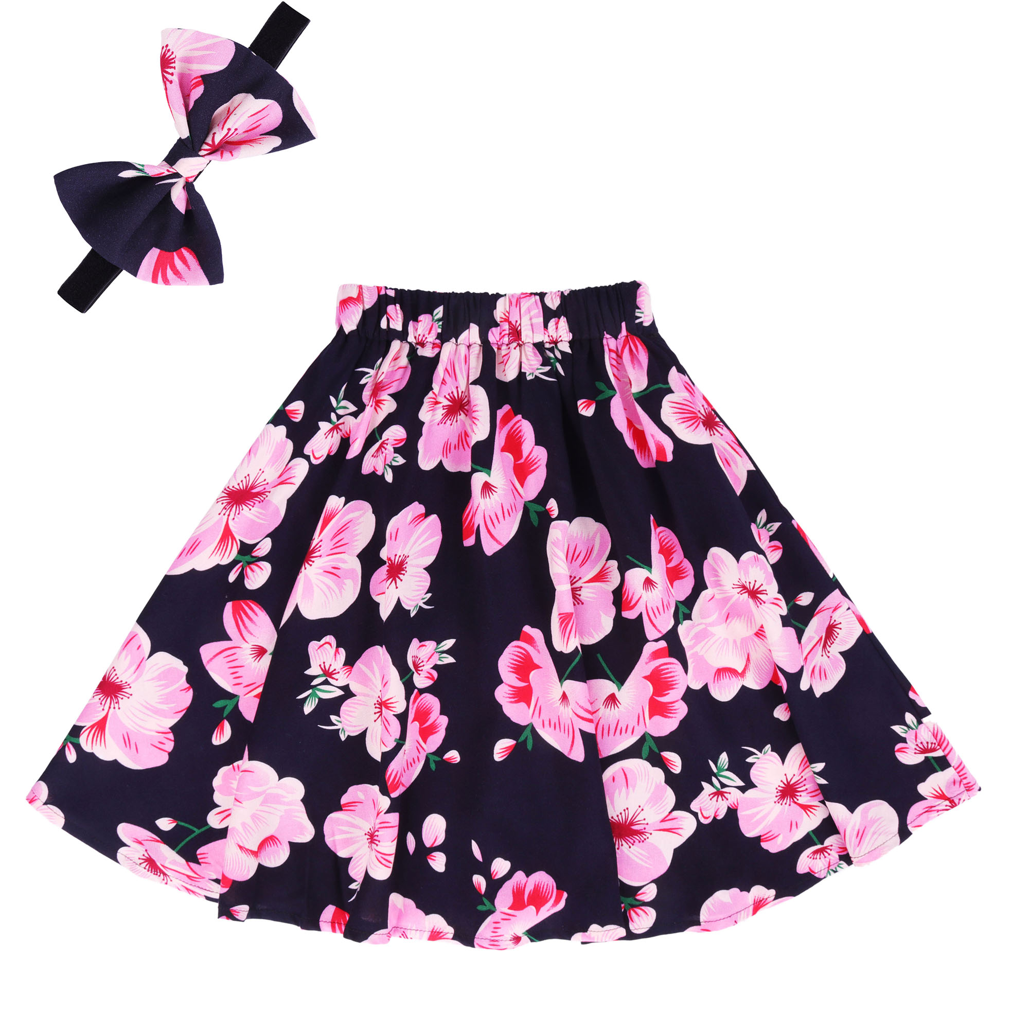 Summer Hot Sale Baby Girls Birthday Floral Printed Dress Skirt Cotton Dress Girls Kids Toddler Kid Glitter Short Skirt with Bows