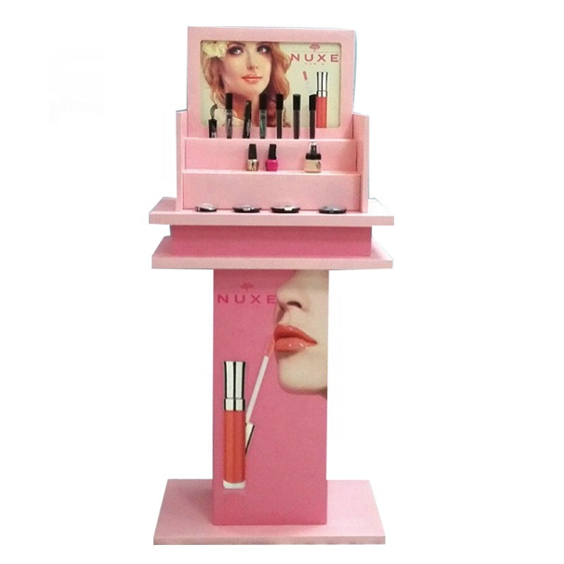 POP Promotion Customized Logo Printing Foldable Cardboard Floor Display Stand For Cosmetics