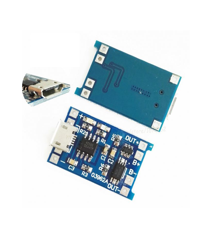 Зарядный Модуль TP4056, Micro USB, 5 В, 1 А, 18650 дюйма, зарядная плата с двойной функцией защиты, 1 А, литий-ионный аккумулятор