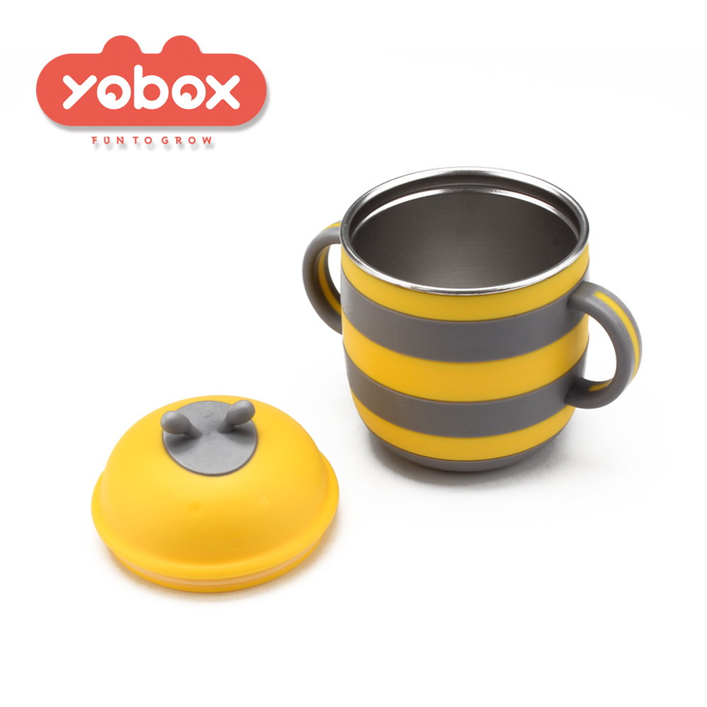 YOBOX животный дизайн из нержавеющей стали набор чашек для кормления детей бутылочка для кормления с ручкой и присоской