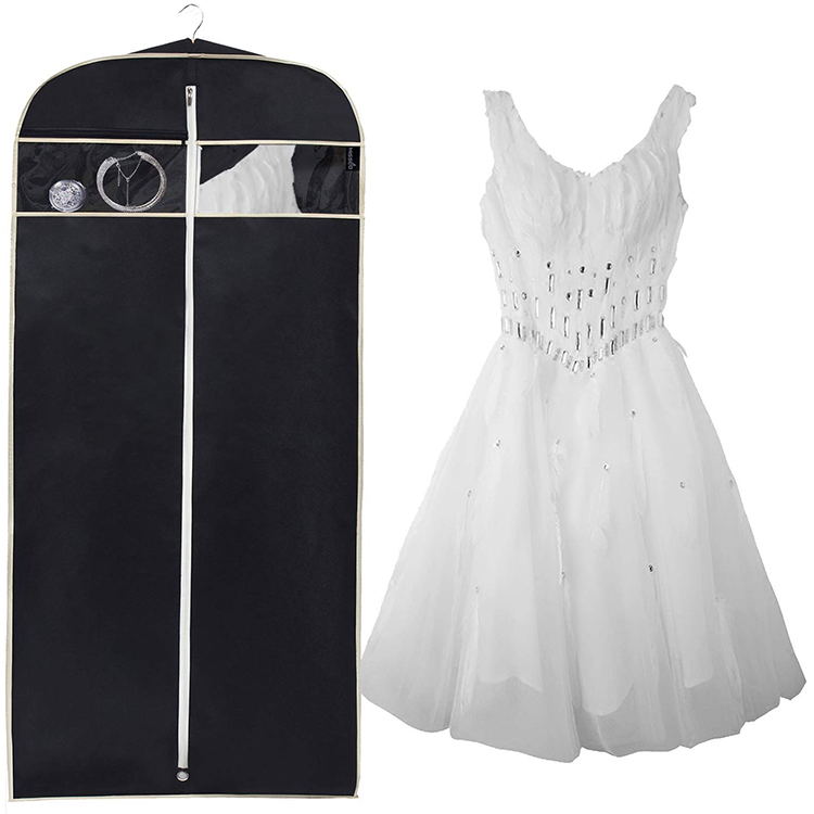 Custom foldable non-woven zippered garment bags long dress