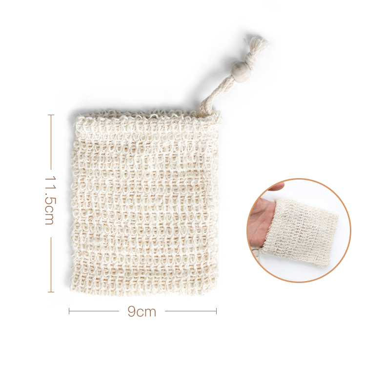 Eco Friendly Organic Biodegradable Natural Loofah Net Drawstring Packaging Mesh Hemp Sisal Foam Soap Saver Bags