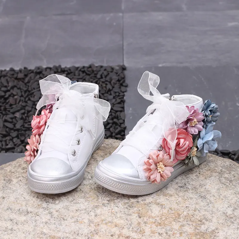 Girls Shoes Spring PU Leather Beads Flower Princess Party WeddingFor Girls Flat Casual Leather Kids Shoes