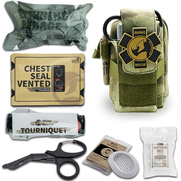 Rhino Rescue Tactical Mini Ifak Pouch Molle EMT Combat Medical Outdoor Emergency Trauma Kit