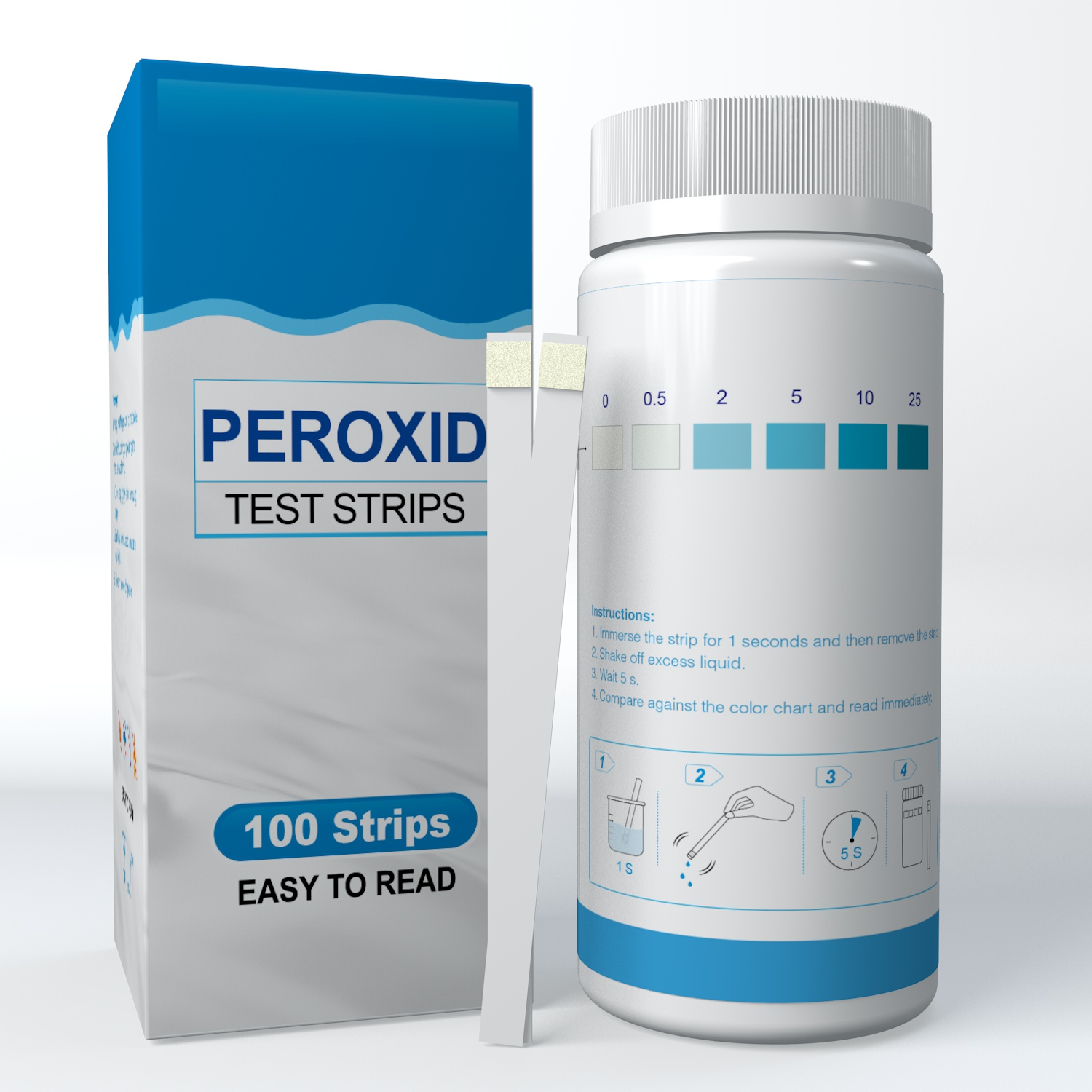 Amazon Hot sale H2O2 peroxide test strips for food medical equipment disinfectants detecting swimming pool