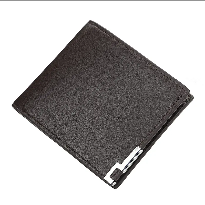 RFID Blocking Credit Card Cow Leather Three Fold Wallet Men