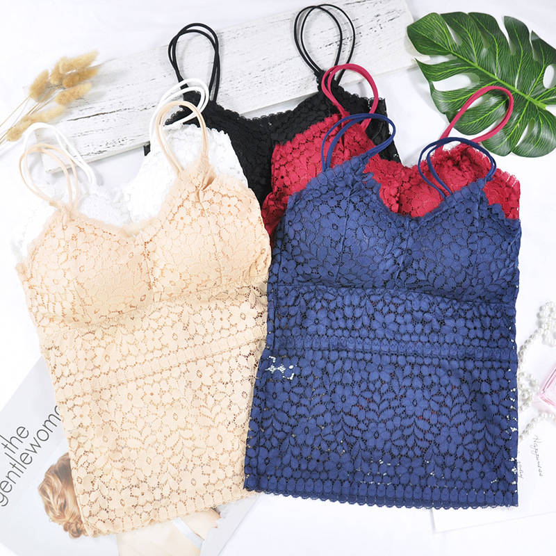 Fashional Lace Vest Tank Top With Jeans Slim Spaghetti Straps Camisole For Women