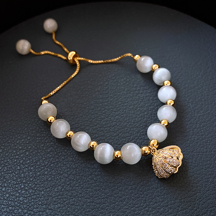 2021 fashion adjustable pearl bracelet shell opal bracelet women gold plated freshwater pearl beaded jewelry bracelets