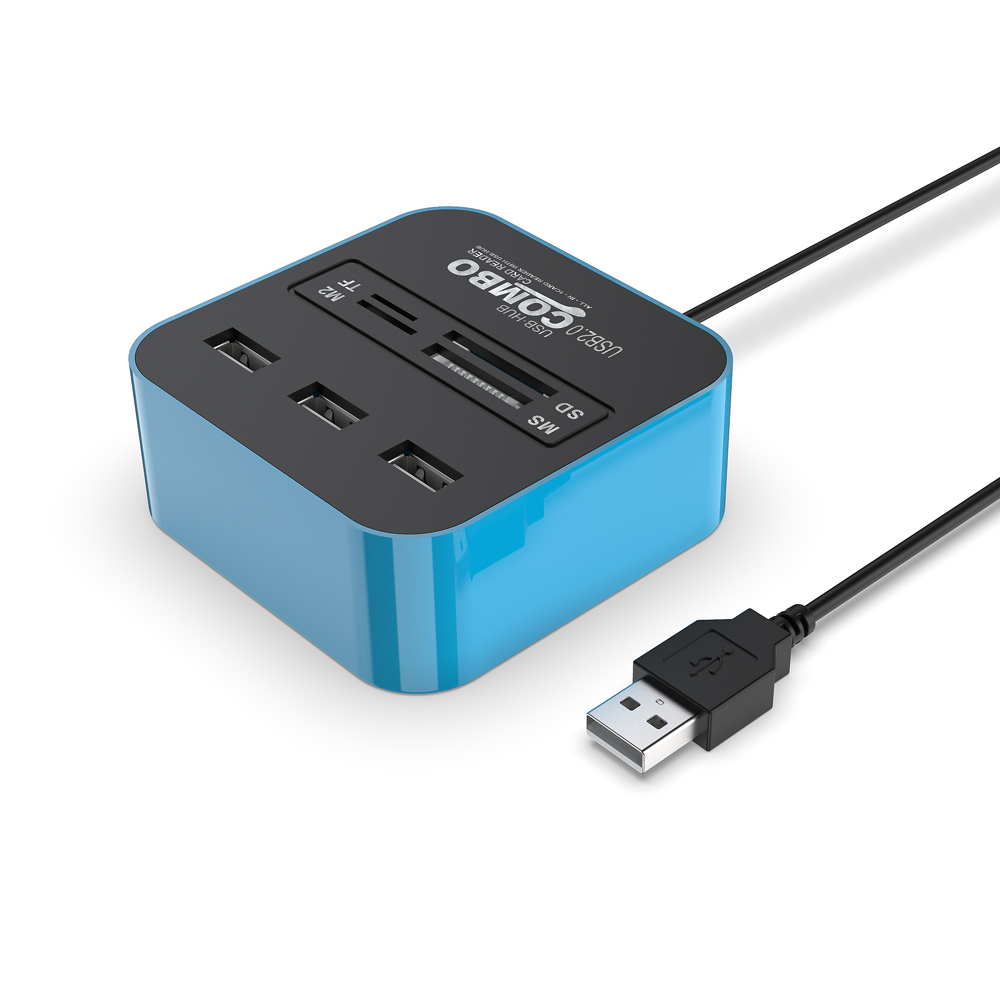 USB 2,0 3 порта концентратор + 2,0 SD/TF кардридер комбо со светодиодным индикатором