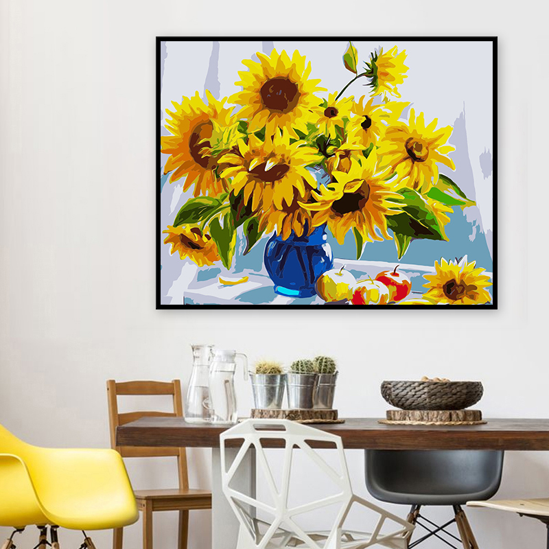 Sunflower flowers painting DIY Home Decoration 40x50 custom design sunflower DIY oil painting