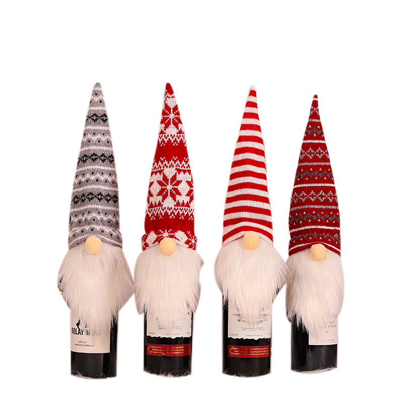 Xmas Silverware Holder Mini Diy Red Christmas Santa Hats For Crafts Mini Santa Hat Cup Bottles Cover Decoration