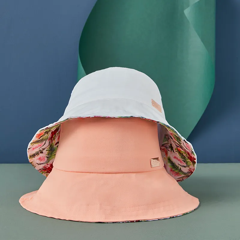Factory Custom Your Logo Pattern All Over Print Pink Black Colorful Fisherman Hat Sun Shade Beach Cap Cotton Bucket Hat