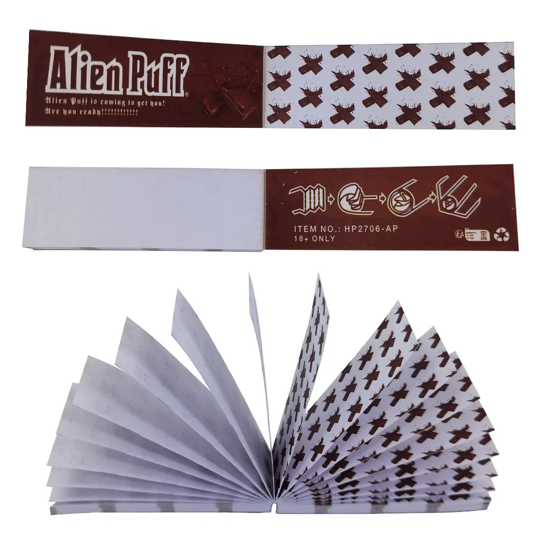 Alien Puff 60x20mm Perforated Chocolate Flavor Smoking Filter Tips 25 Booklets per Box 50 Tips per Booklets Wholesale OEM Custom