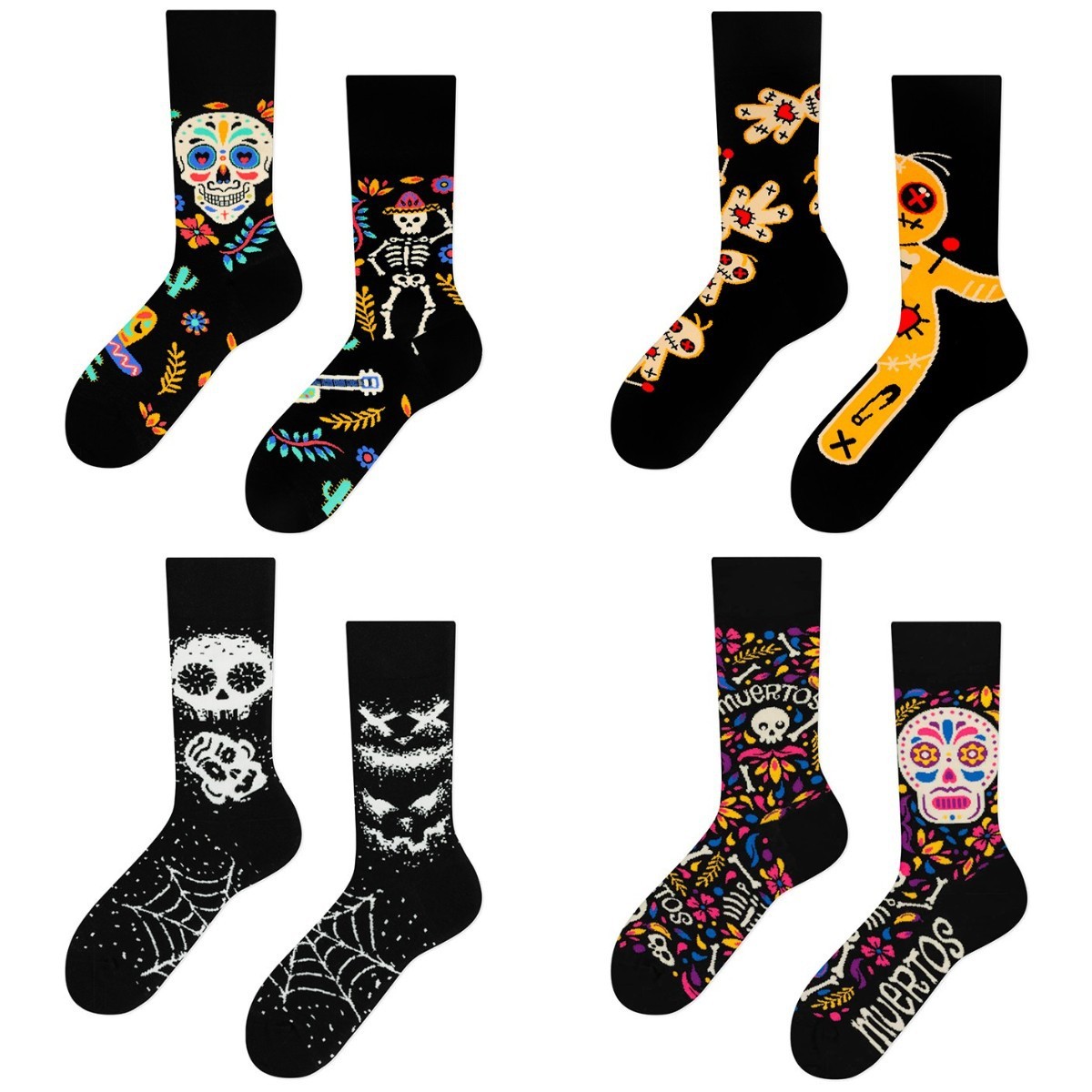 Halloween Gift Skull ab Fashion Socks Asymmetric Socks Cotton Street Fashion Crew Socks