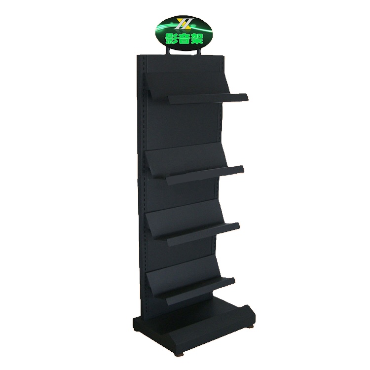 ZEYU-30015A black dvd rack, metal dvd display rack, cd dvd rack