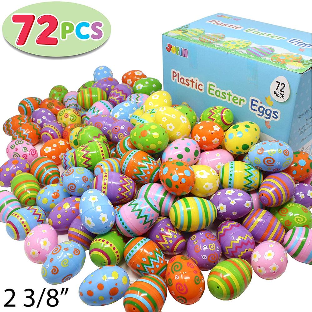 72 Pcs пластиковый печатных яркий фотографический фон с пасхальными яйцами на Пасху, охоты, плетение корзин, шприцы наполнители классе премии принадлежности для вечеринок Поставки