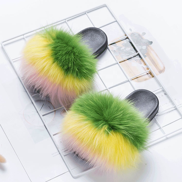 Faux fur slippers wholesale fashion kids fur slippers