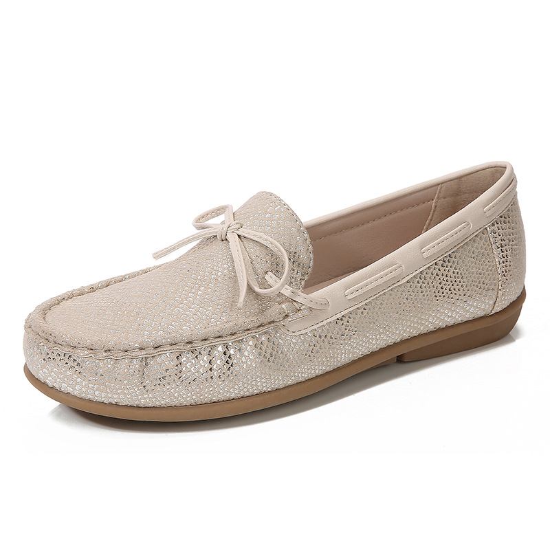 Flat Casual Outdoor Women Slip-on Shoes Soft Sole Bowknot Glitter Moccasin Shoes Lady Driving Light Weight Slip-on Loafers