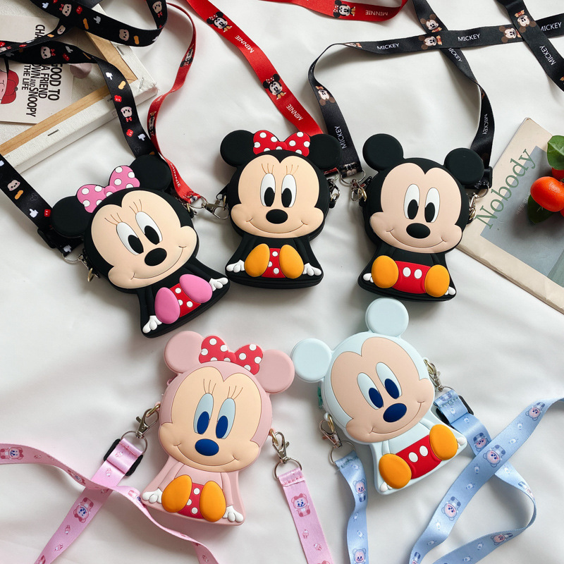 Mini Mickey Minnie Silicone Children's Change Wallet Cute Cartoon Single Shoulder Slant Bag